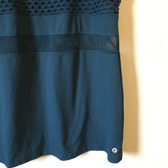 90 Degree By Reflex Dark Blue Turquoise Racerback Mesh Yoga Tank - Picture 4 of 13